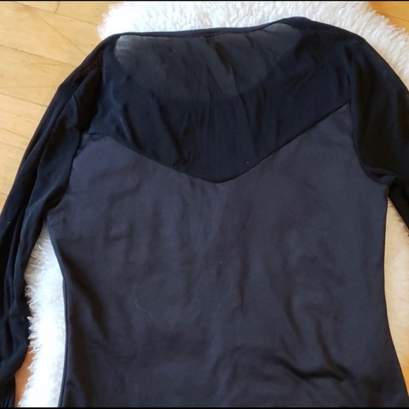 Sheer mesh long sleeve black top - Picture 4 of 6